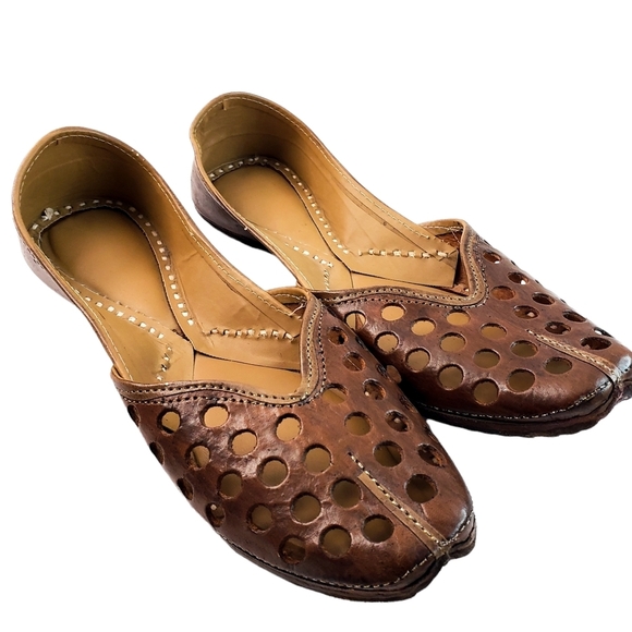 Hand Crafted Brown and Tan Loafers with Perforated Design - Picture 6 of 15